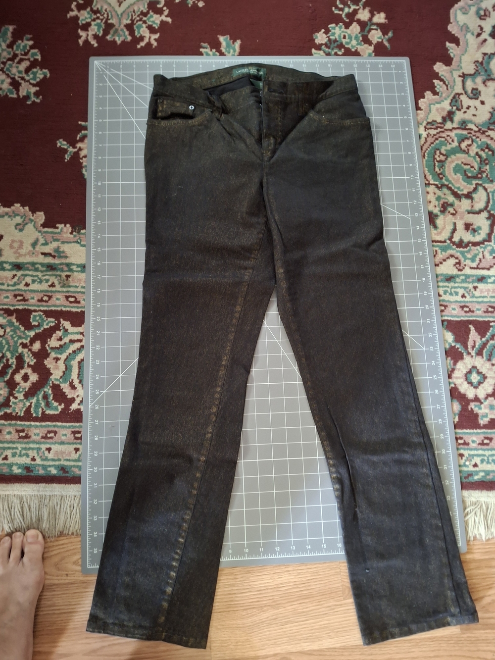 CFD037 Lauren Ralph Lauren Gold Shimmer Black Jeans